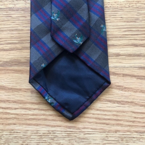 Club Room Silk Plaid with Mallard Drake Ducks Tie - Picture 6 of 7
